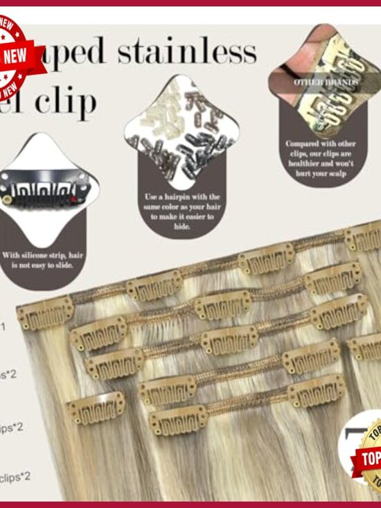 18 Inch Clip In Human Hair Extensions 70g 7pcs Straight Silky main image 4